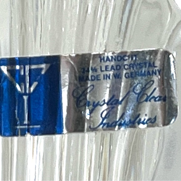 VTG Crystal Clear Industries Crystal Vase 6" Hand Cut in West Germany - Picture 3 of 8
